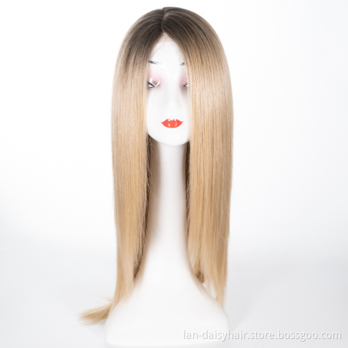 Wholesale Bob Cosplay Wigs Straight  Lace Frontal  Sythetic Wigs for Black Women Gold Color Side Part Shoulder Length